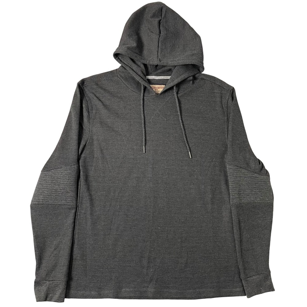 Hudson and Barrow NYC Mens Black Charcoal Waffle Knit Hoodie Streetwear Medium